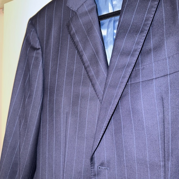 Custom Navy Pinstripe Men's Blazer